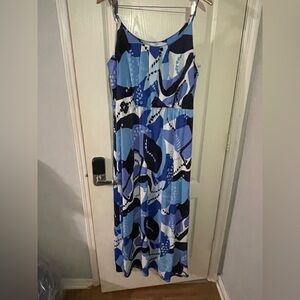 NAIF Blue and Black Patterned Maxi Dress